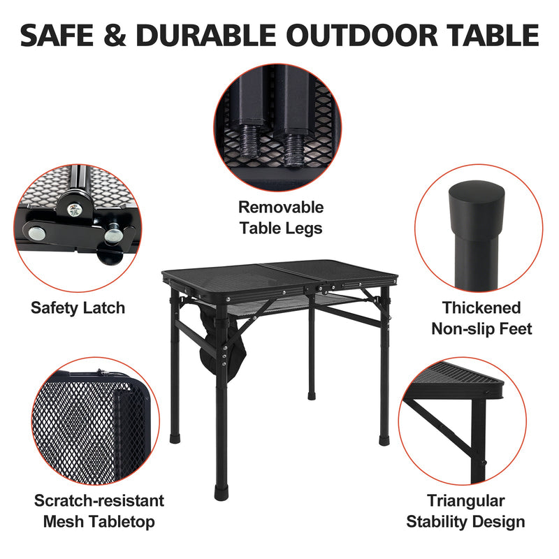 2FT Camping Table with Mesh Desktop, Lightweight & Portable by HouseOfZazla