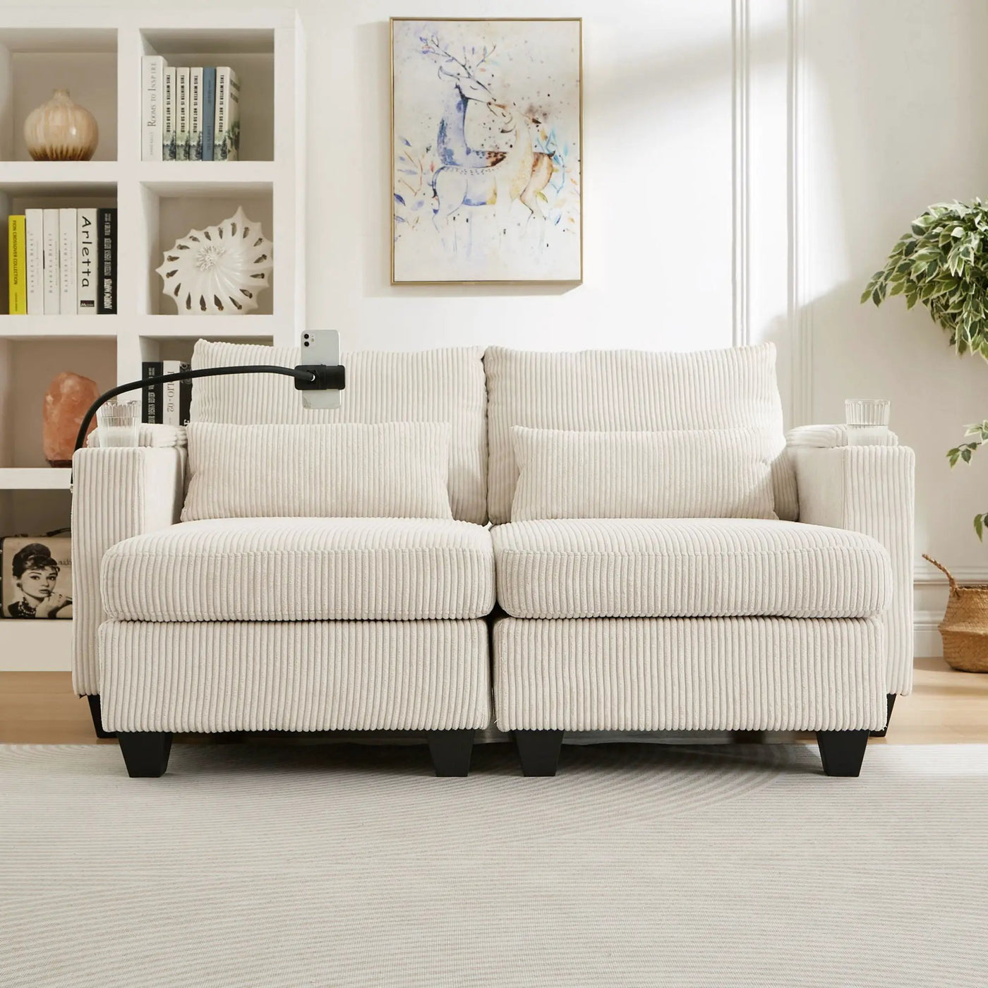 Convertible Chaise Lounge Sofa Chair With USB Ports, Cup Holders, Phone Holder And Storage by Unique Piece Furniture