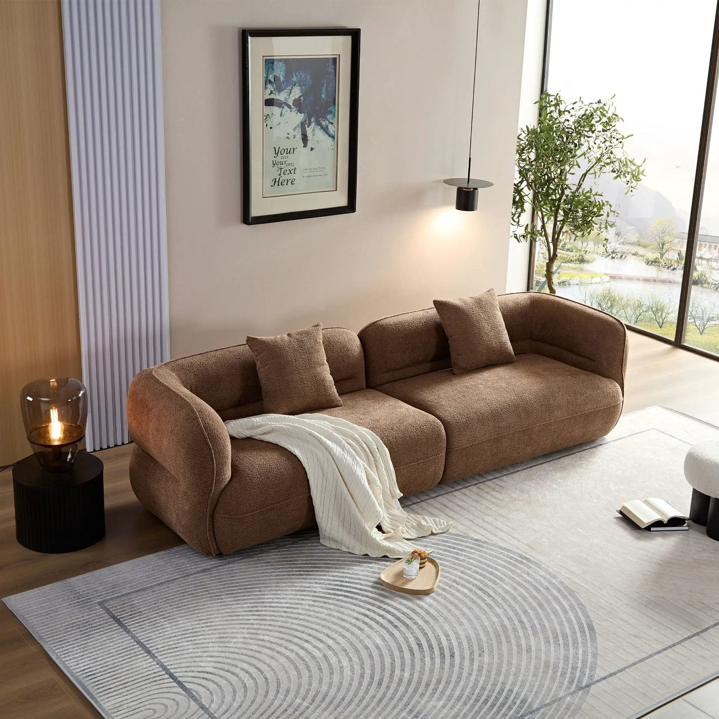 Sectional Sofa With Durable Fabric, Solid Wood Frame, And High Density Sponge Fill by Unique Piece Furniture