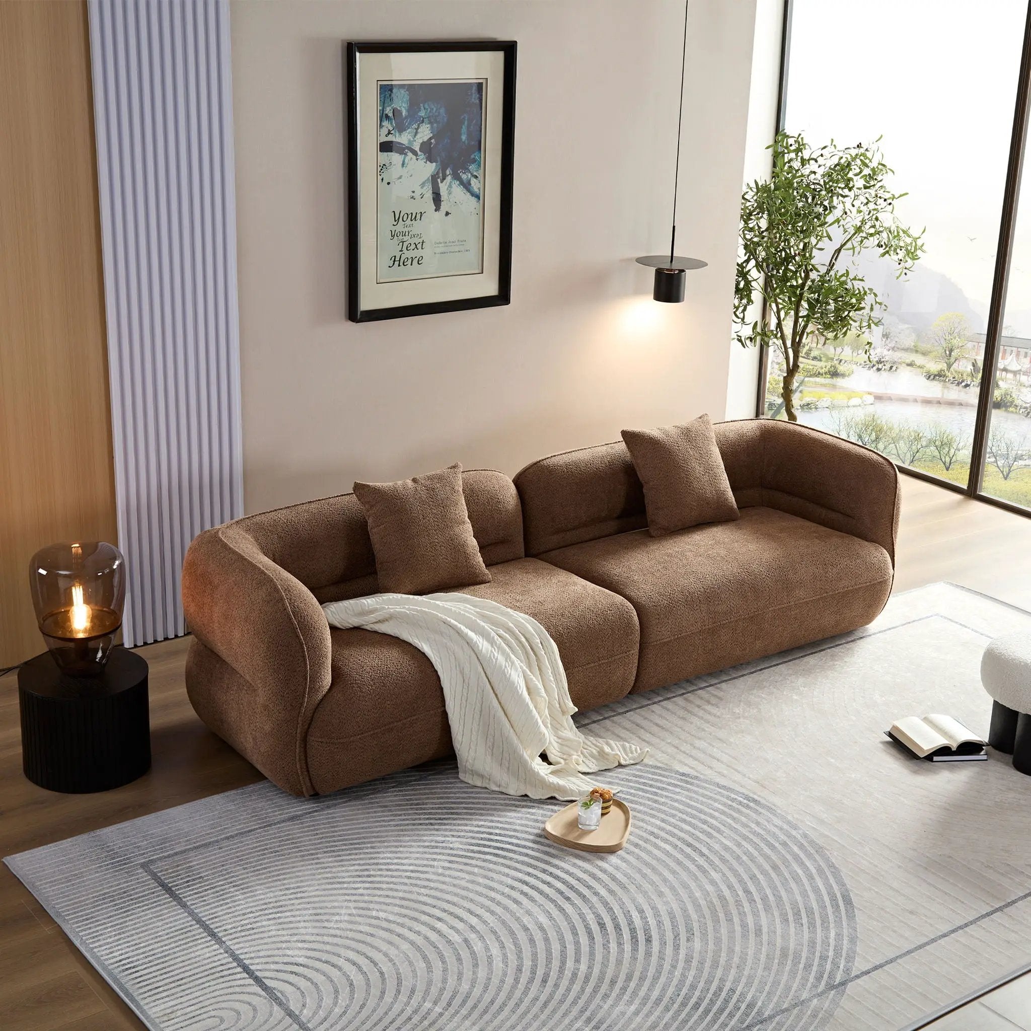 Sectional Sofa With Durable Fabric, Solid Wood Frame, And High Density Sponge Fill by Unique Piece Furniture