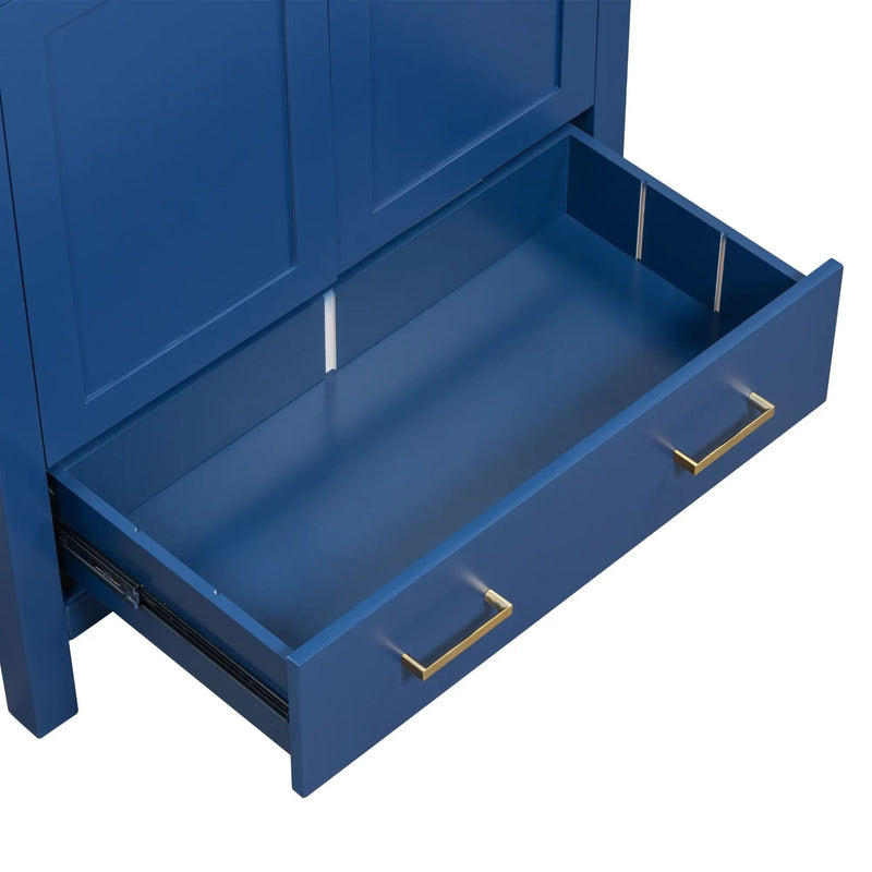 Bathroom Vanity With Single Sink, Combo Cabinet Undermount Sink, Bathroom Storage Cabinet With Two Doors And A Drawer, Soft Closing, Multifunctional Storage, Solid Wood Frame by HouseOfZazla