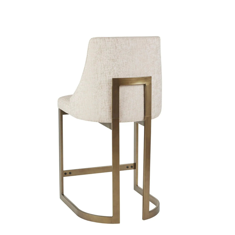 Upholstered Counter Stool With Metal Base - Cream by HouseOfZazla