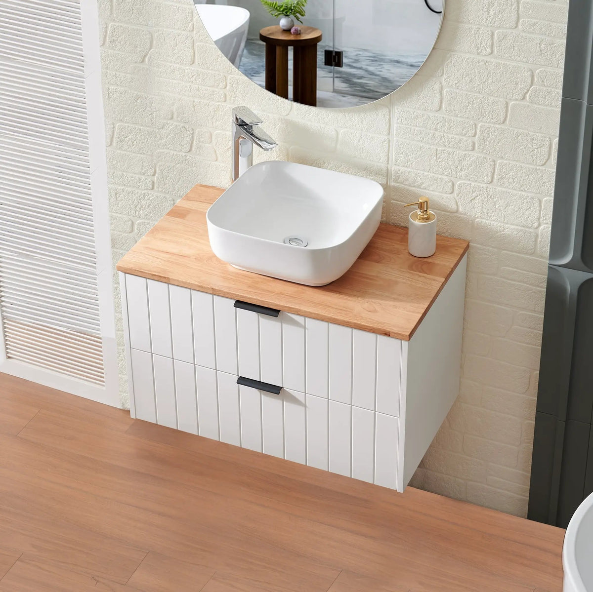 32-Inch Double Drawer Wall-Mounted Bathroom Vanity, photo 3 of 10