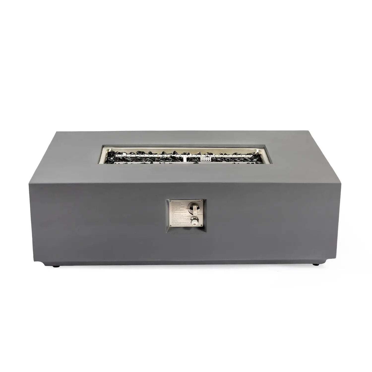 Volon - Rectangular Fire Pit Table, Propane Powered, 50,000 BTU - Light Gray by HouseOfZazla