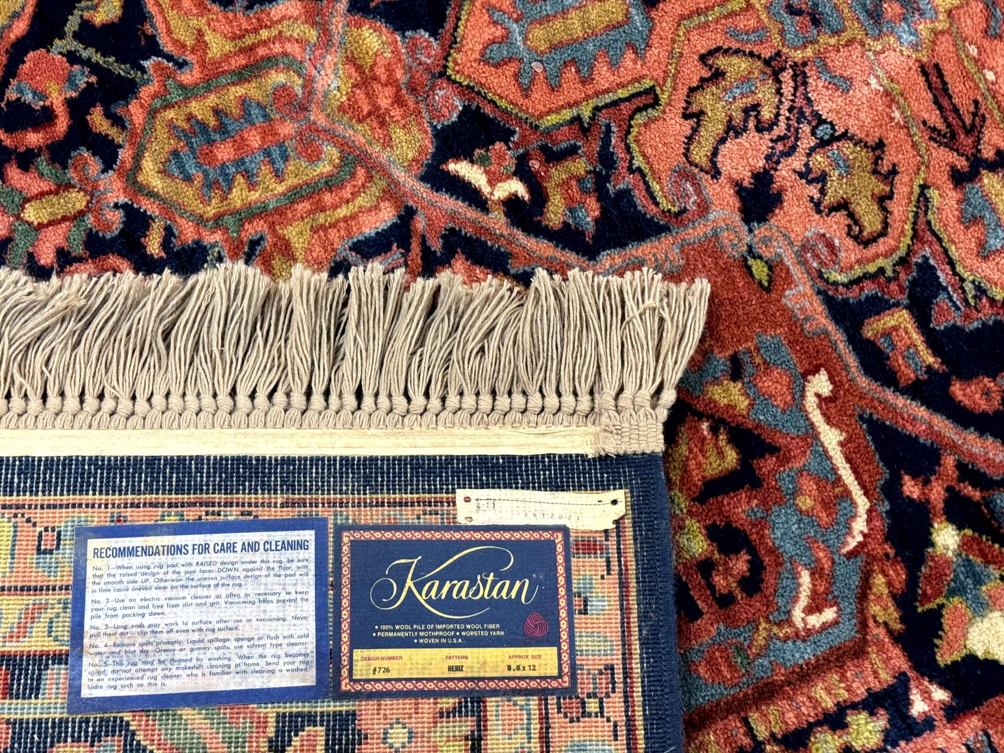 8.8 x 12 Karastan Heriz Rug #726, Vintage Wool Discontinued Carpet, Original 700 Series by Jewel Rugs