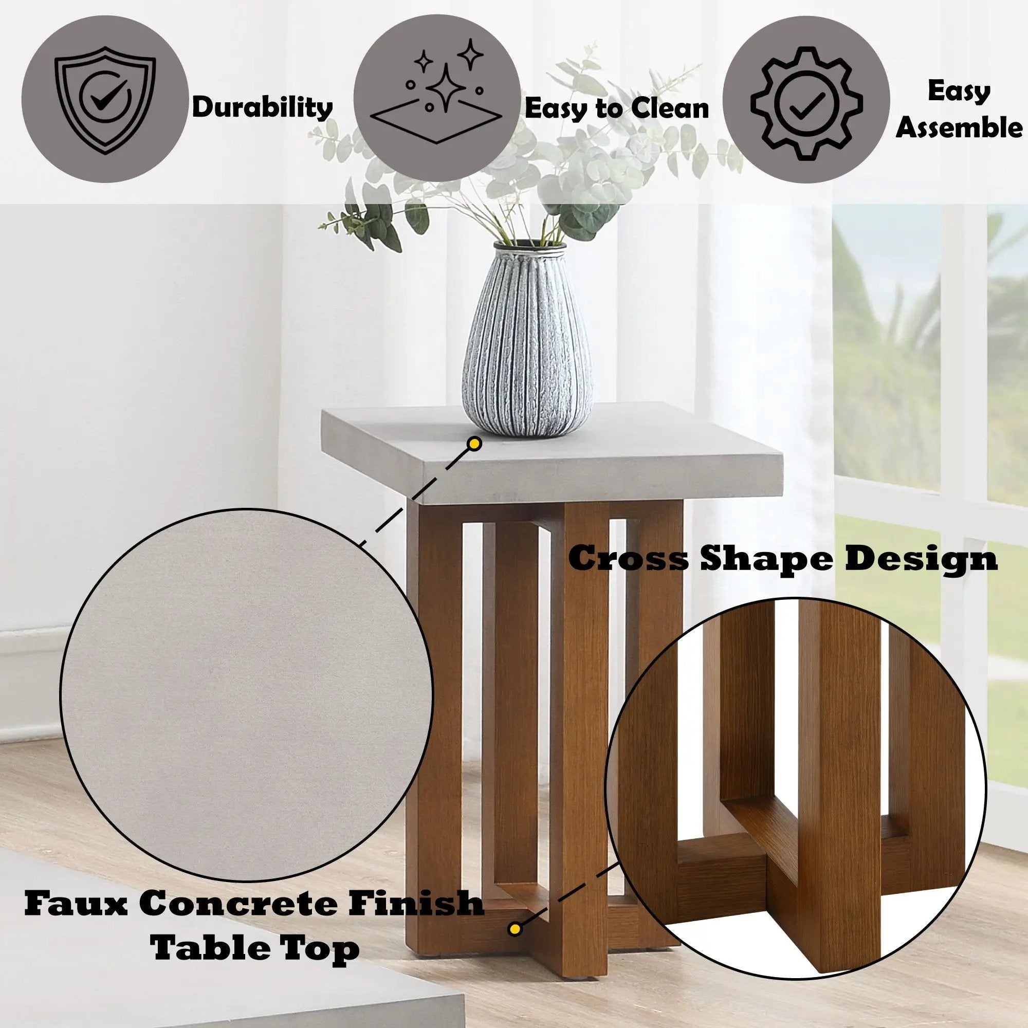 Keven - Faux Concrete Top Table by Unique Piece Furniture