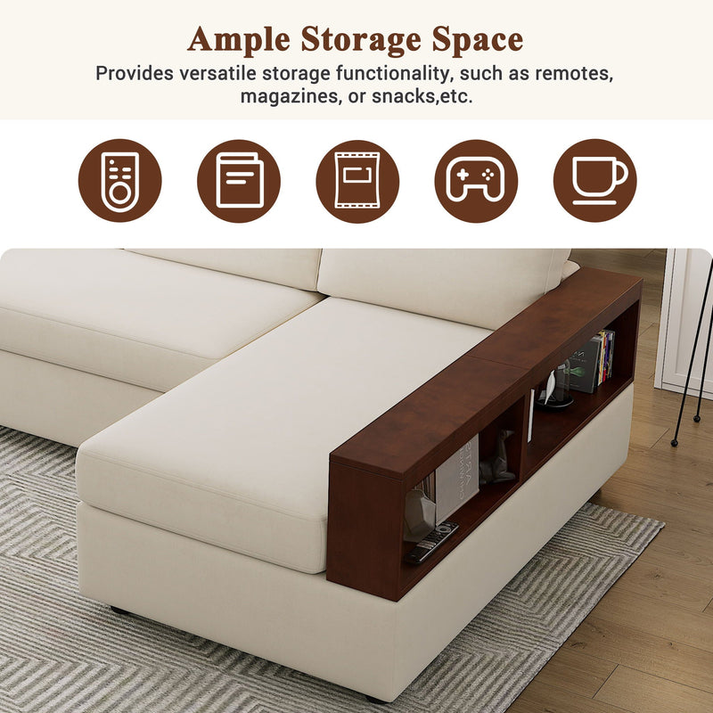 Sectional Sofa Upholstered Sofa Couch With Reversible Armrests For Living Room by HouseOfZazla