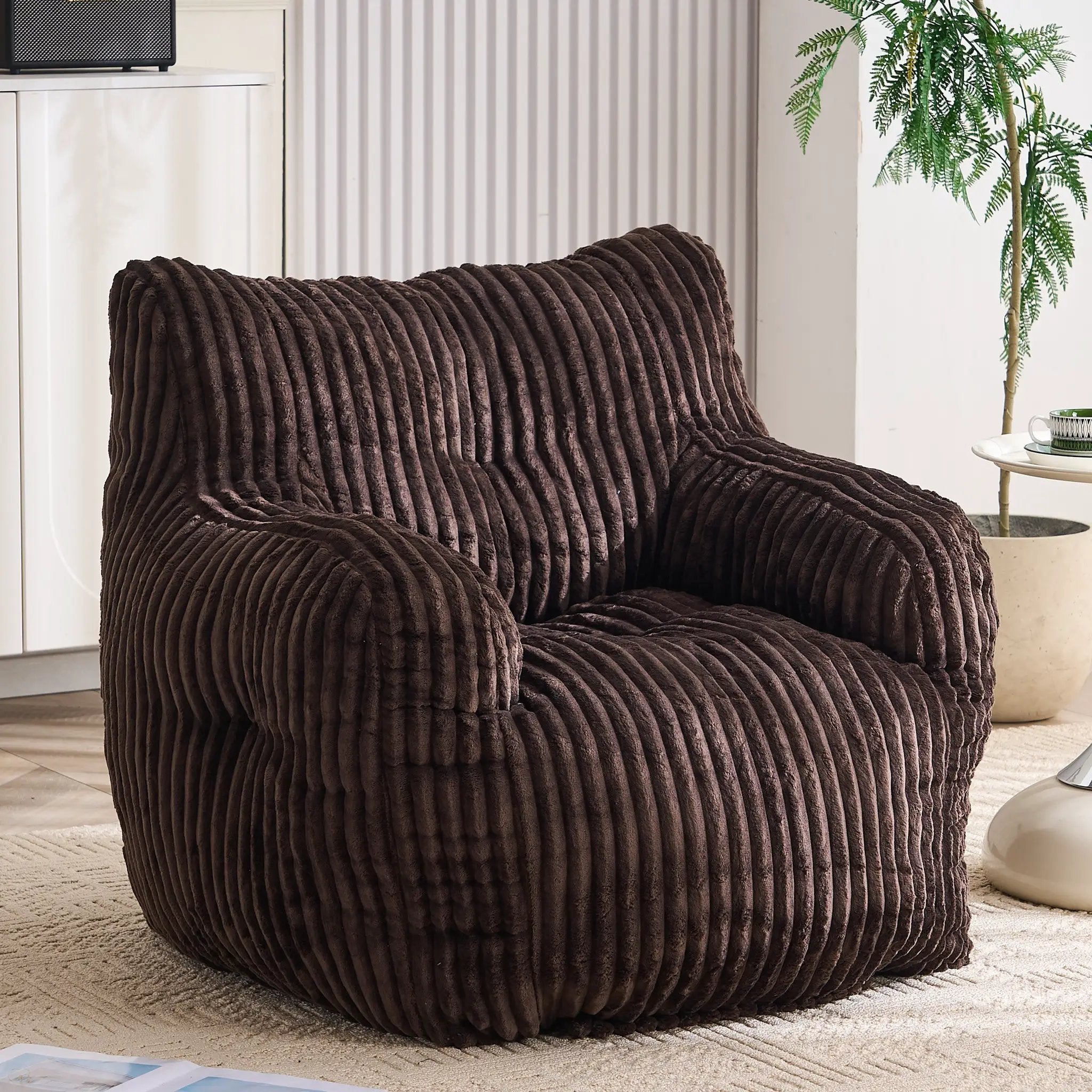 Soft Fluffy Corduroy Fabric Bean Bag Chair Filled With Memory Sponge by HouseOfZazla