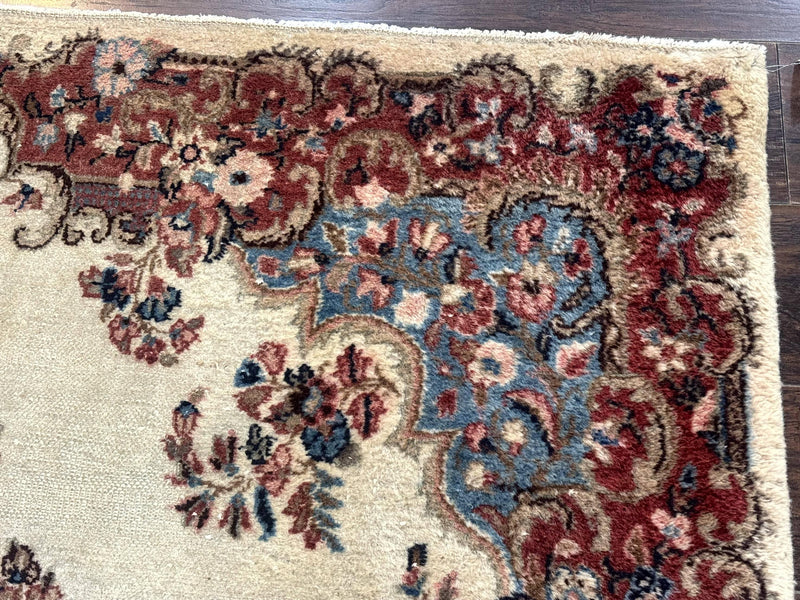 Square Persian Kerman Rug, Beige/Cream and Light Blue, Traditional Persian Rug, 5.5 x 5.5 ft by Jewel Rugs