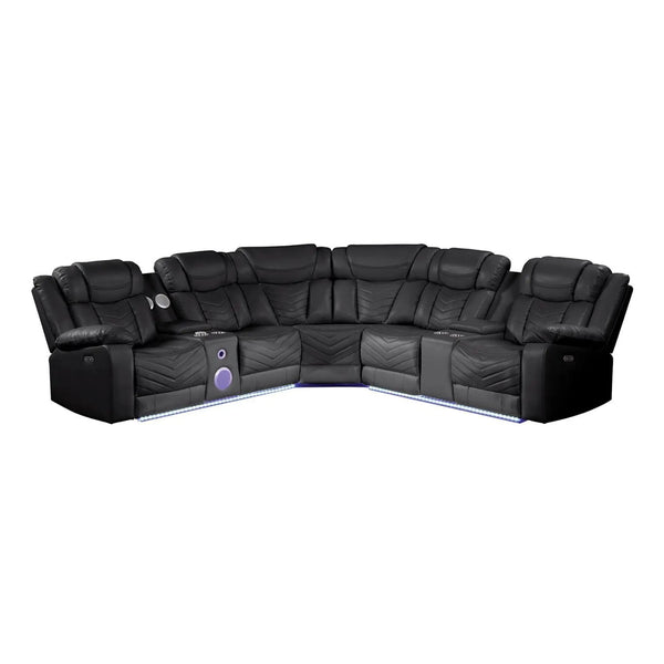 Challenger - Recliner Sectional Sofa, Built In USB, C Ports & Bluetooth