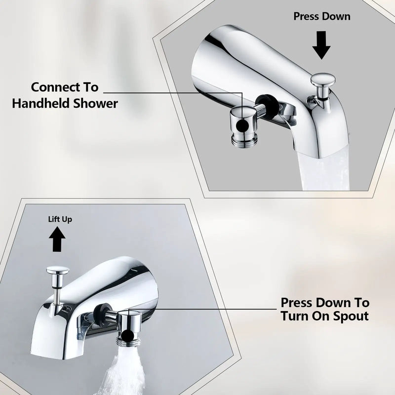 Lift-Up Diverter Bathtub Faucet with 6 Settings Handheld Shower by HouseOfZazla