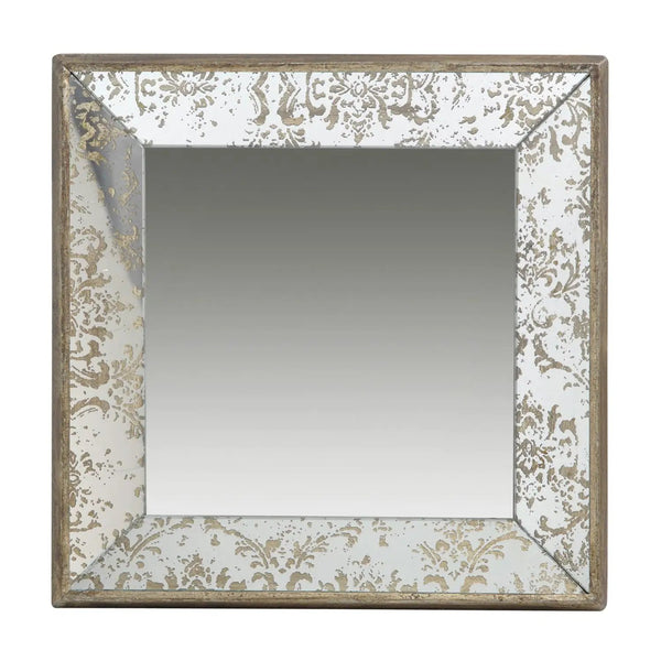 Antique Rectangle Mirror With Floral Accents, Mirrored Display Tray, Hanging Wall Mirror