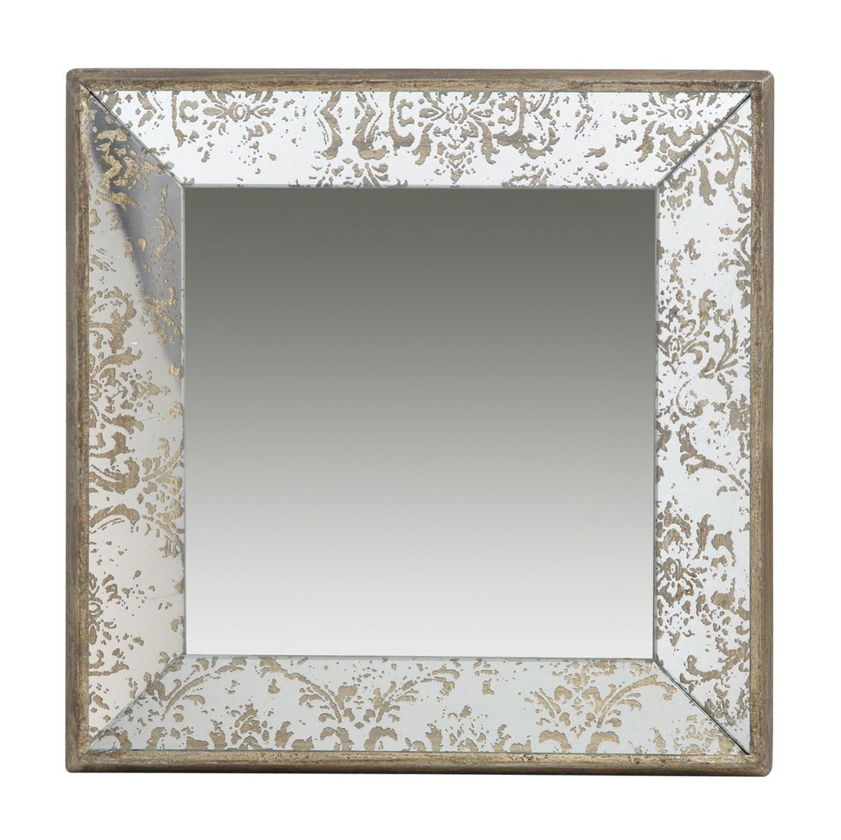 Antique Rectangle Mirror with Floral Accents - Pearl Silver