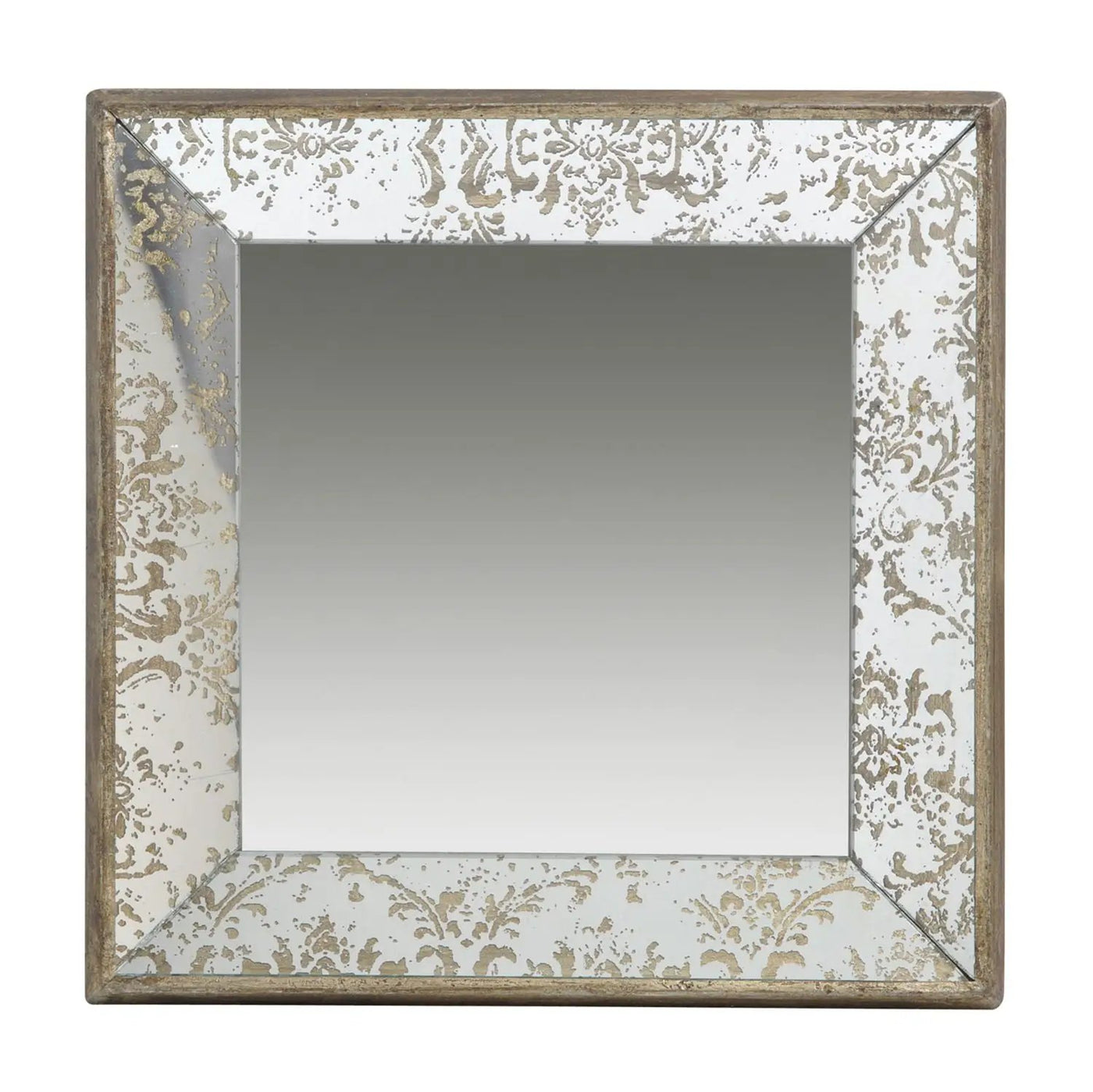 Antique Rectangle Mirror With Floral Accents, Mirrored Display Tray, Hanging Wall Mirror by Unique Piece Furniture