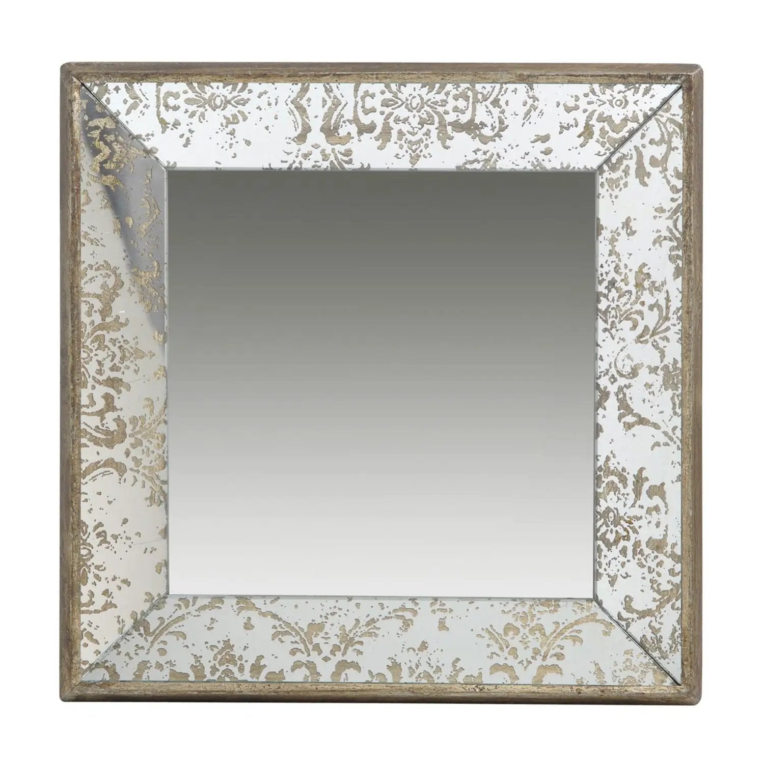 Antique Rectangle Mirror With Floral Accents, Mirrored Display Tray, Hanging Wall Mirror by Unique Piece Furniture
