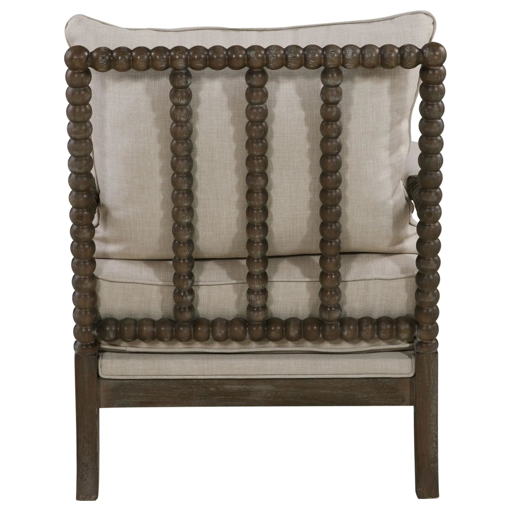 Blanchett Upholstered Bobbin Accent Chair Beige and Distressed Brown by Unique Piece Furniture