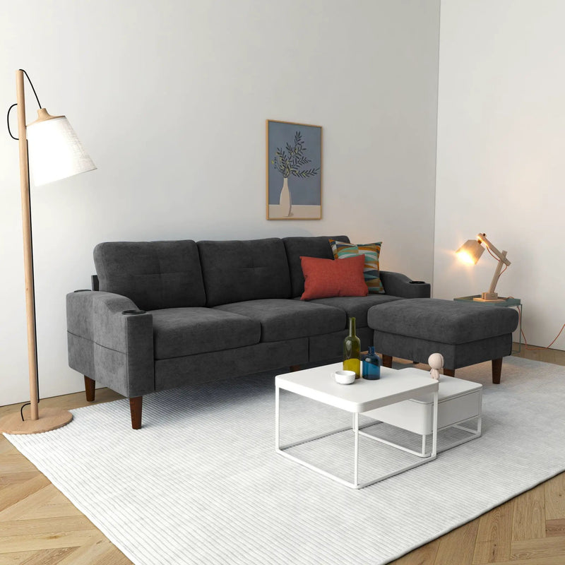 3 Seater Convertible Combination L Shaped Sofa With Footstools With Storage by Unique Piece Furniture