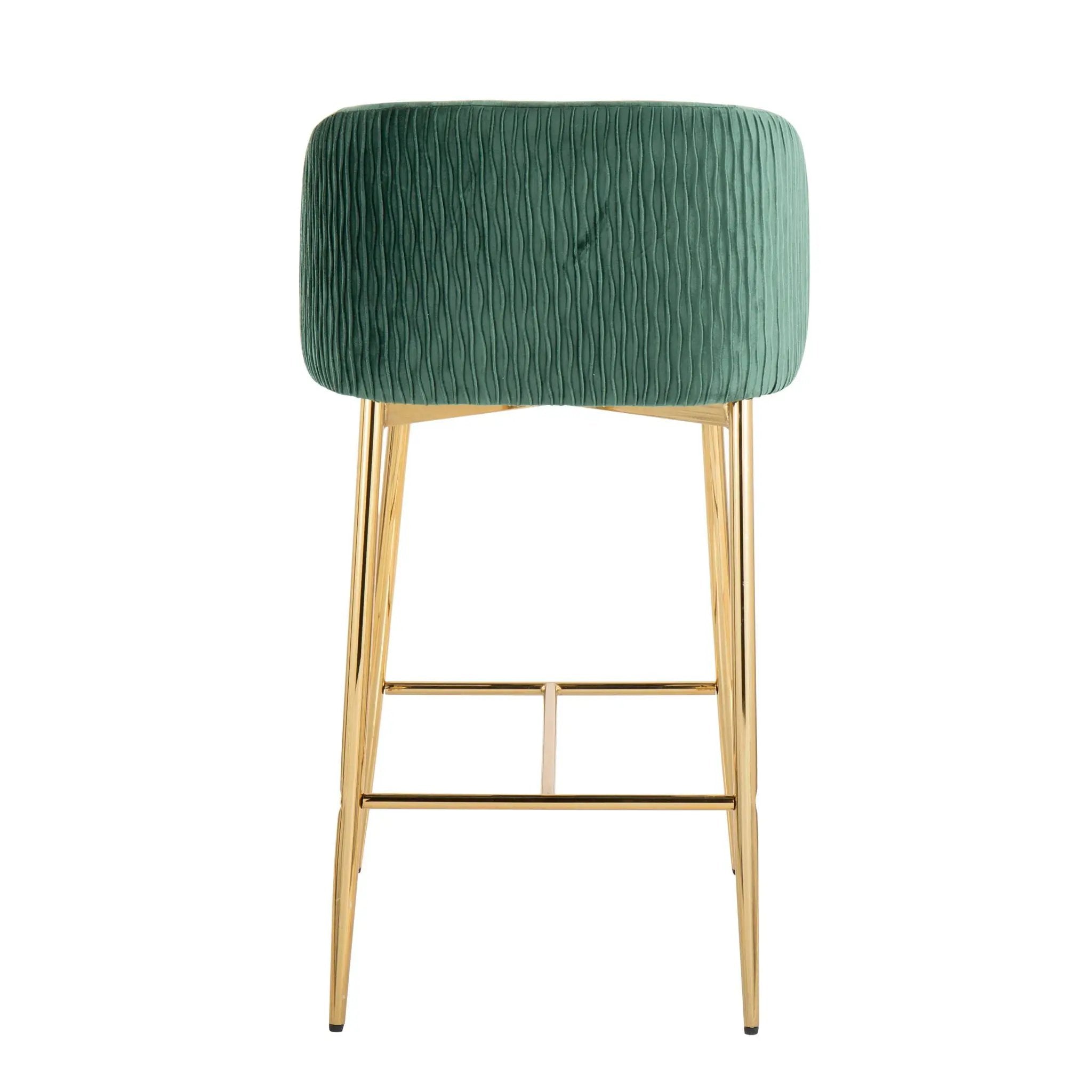 Fran - Pleated Waves Contemporary / Glam Fixed Height Counter Stool (Set of 2) by HouseOfZazla
