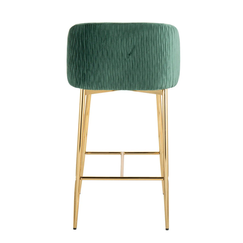 Fran - Pleated Waves Contemporary / Glam Fixed Height Counter Stool (Set of 2) by HouseOfZazla