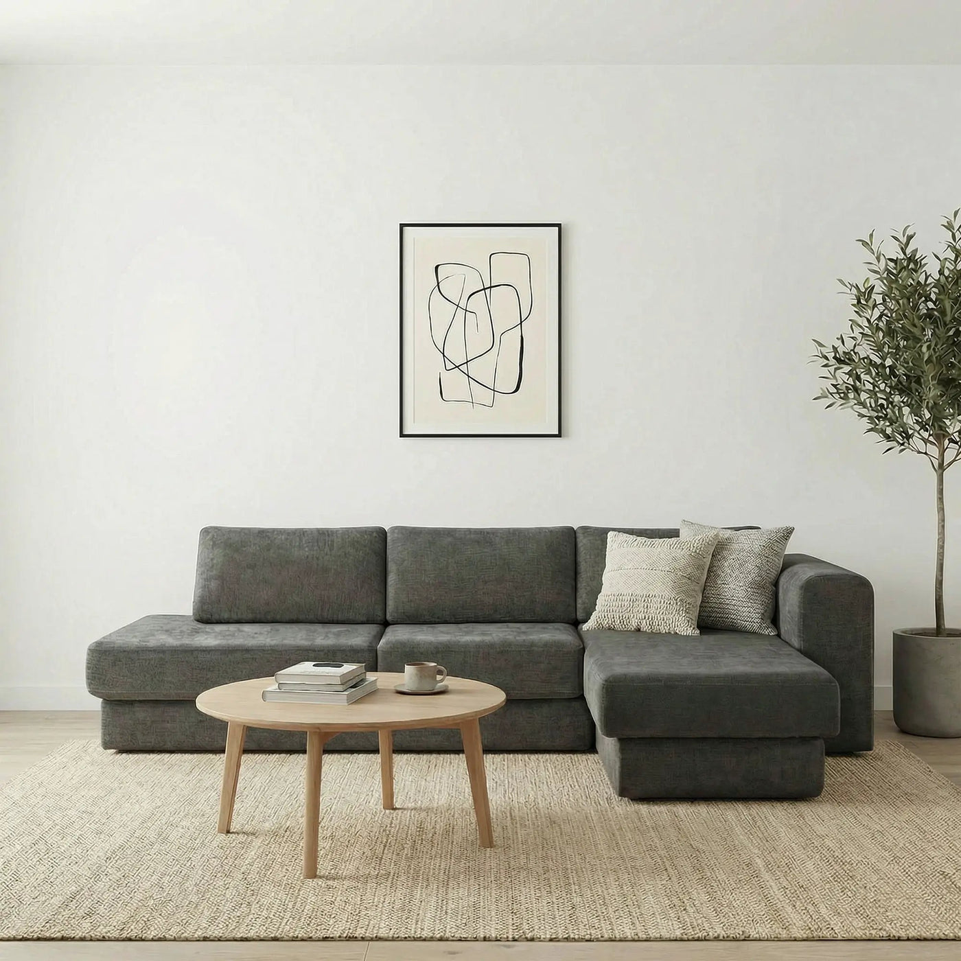 L-Shaped Modular Sofa With Double Layer Cushion by HouseOfZazla