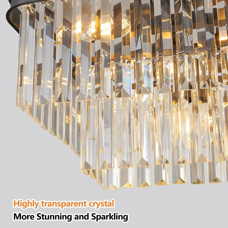 Rectangular Crystal Chandelier Adjustable by HouseOfZazla