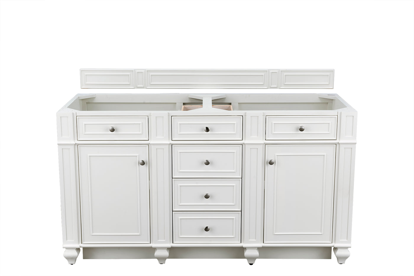 James Martin Bristol 60" Double Bathroom Vanity, Bright White, cabinet without a countertop