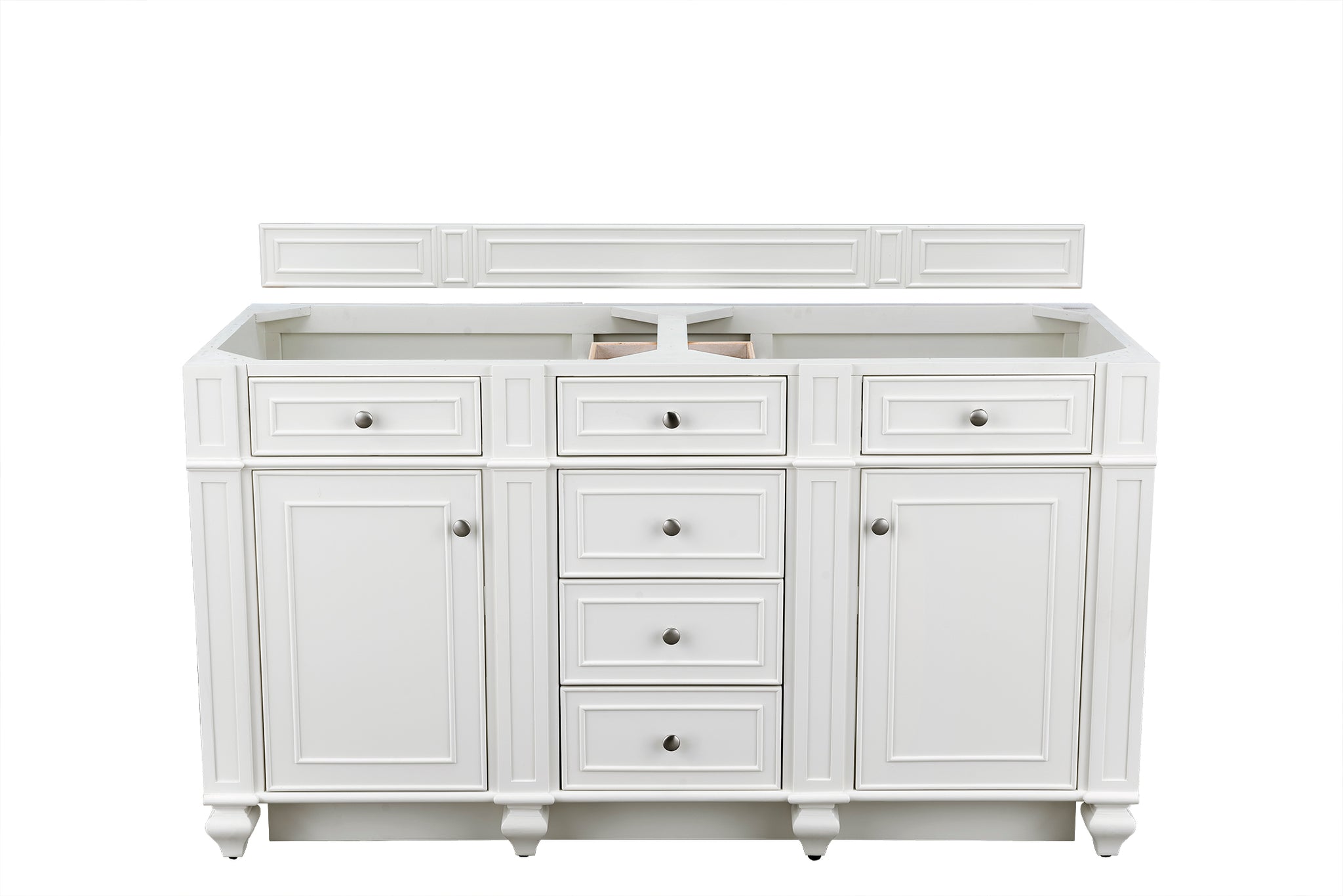 James Martin Bristol 60" Double Bathroom Vanity, Bright White, cabinet without a countertop