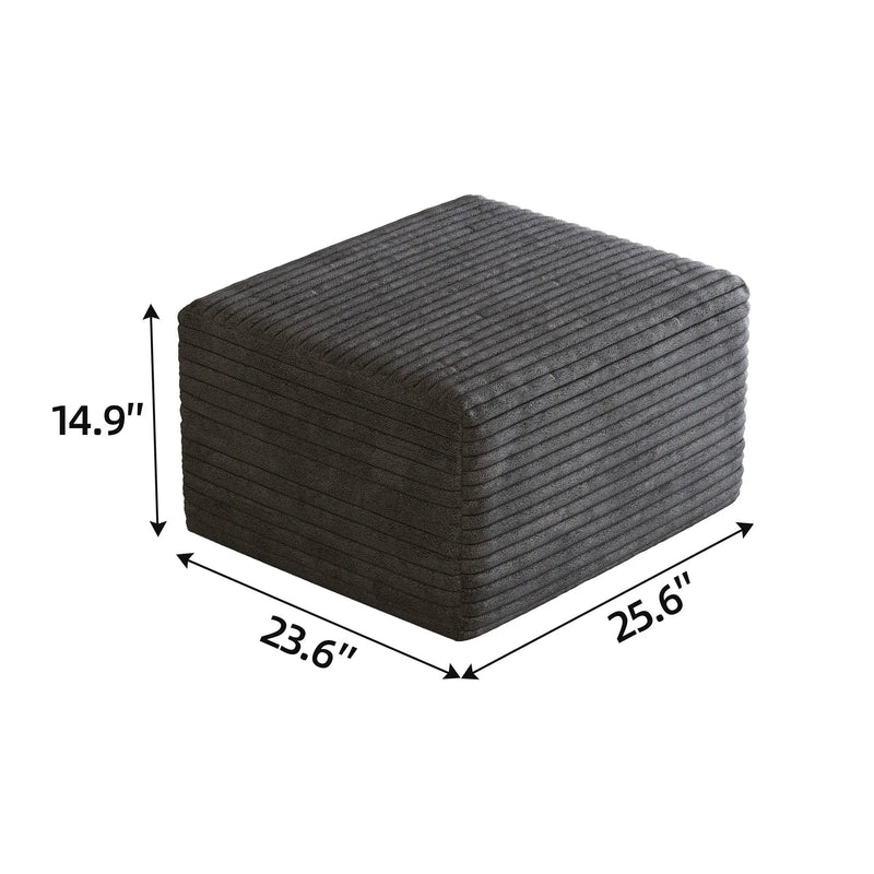 Sofa Ottoman - No Assembly Required - Dark Grey Plush Corduroy Fabric by HouseOfZazla
