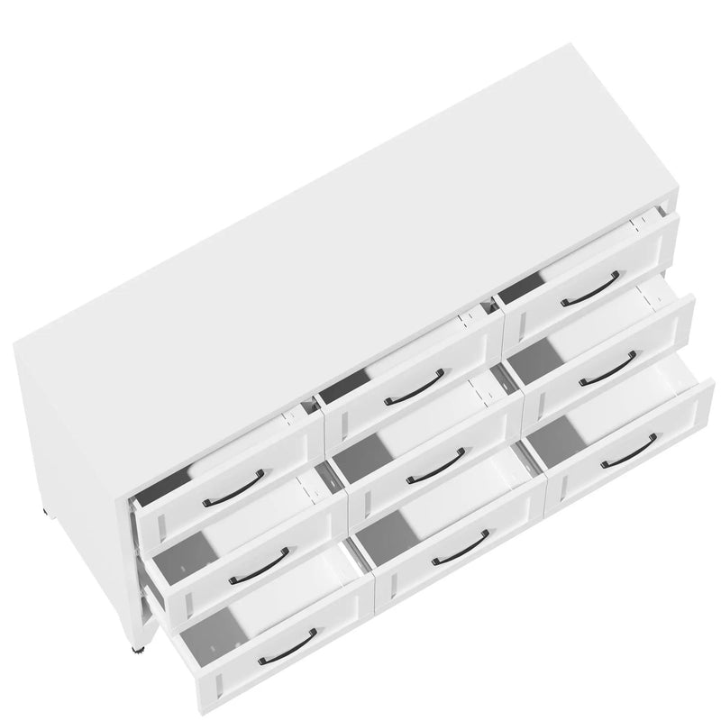 9 Drawer White Metal Dresser with Quiet-Glide Rails by HouseOfZazla