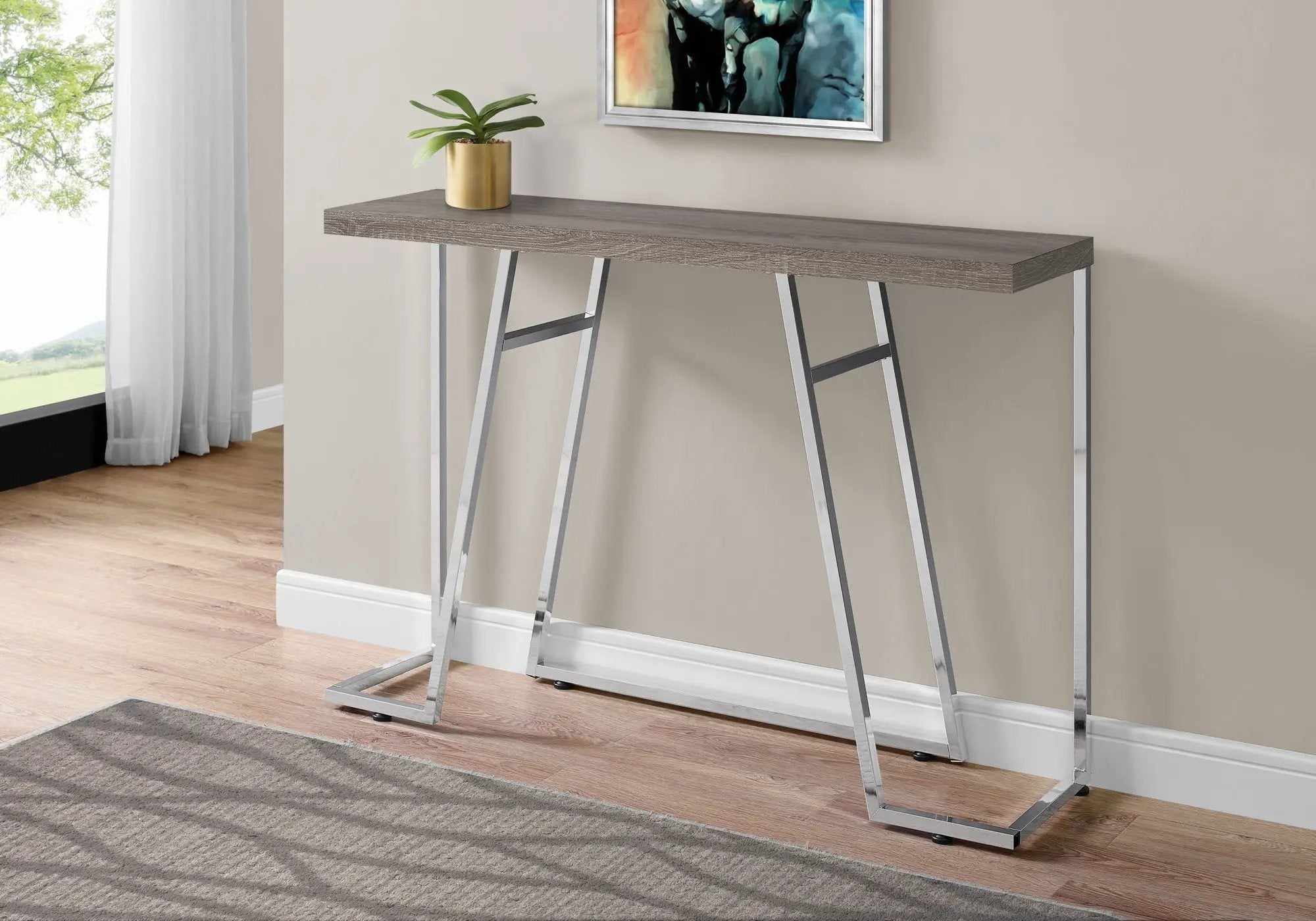 Accent Console Table For Entryway, Durable Construction - Taupe by HouseOfZazla