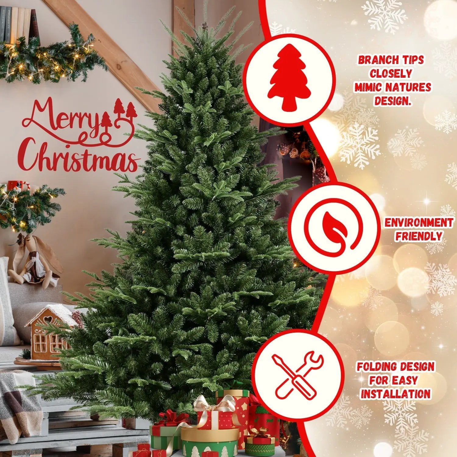 Full-Shaped 6 Ft Christmas Tree with 1673 PE/PVC Tips by HouseOfZazla