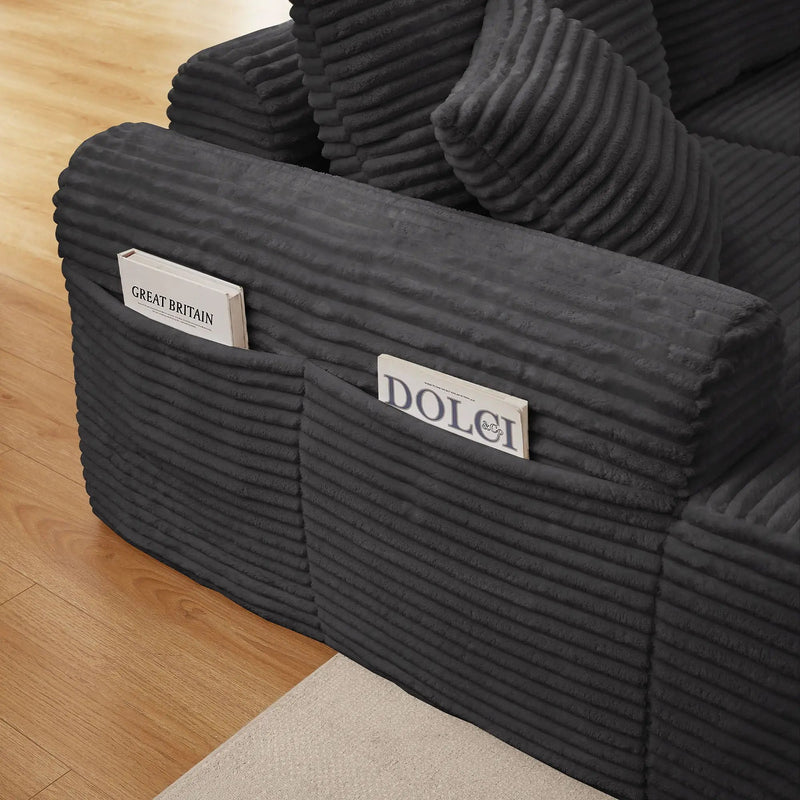 Modular Sectional With Arched Armrests, Includes 3 Back Cushions & 2 Throw Pillows by Unique Piece Furniture