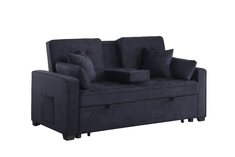 Cody II - 69.5"W Woven Fabric Convertible Sleeper Loveseat with Cup Holder by HouseOfZazla