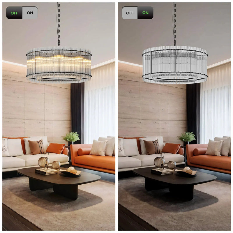 37-Inch Modern Black Round 8-Light Crystal Chandelier by HouseOfZazla