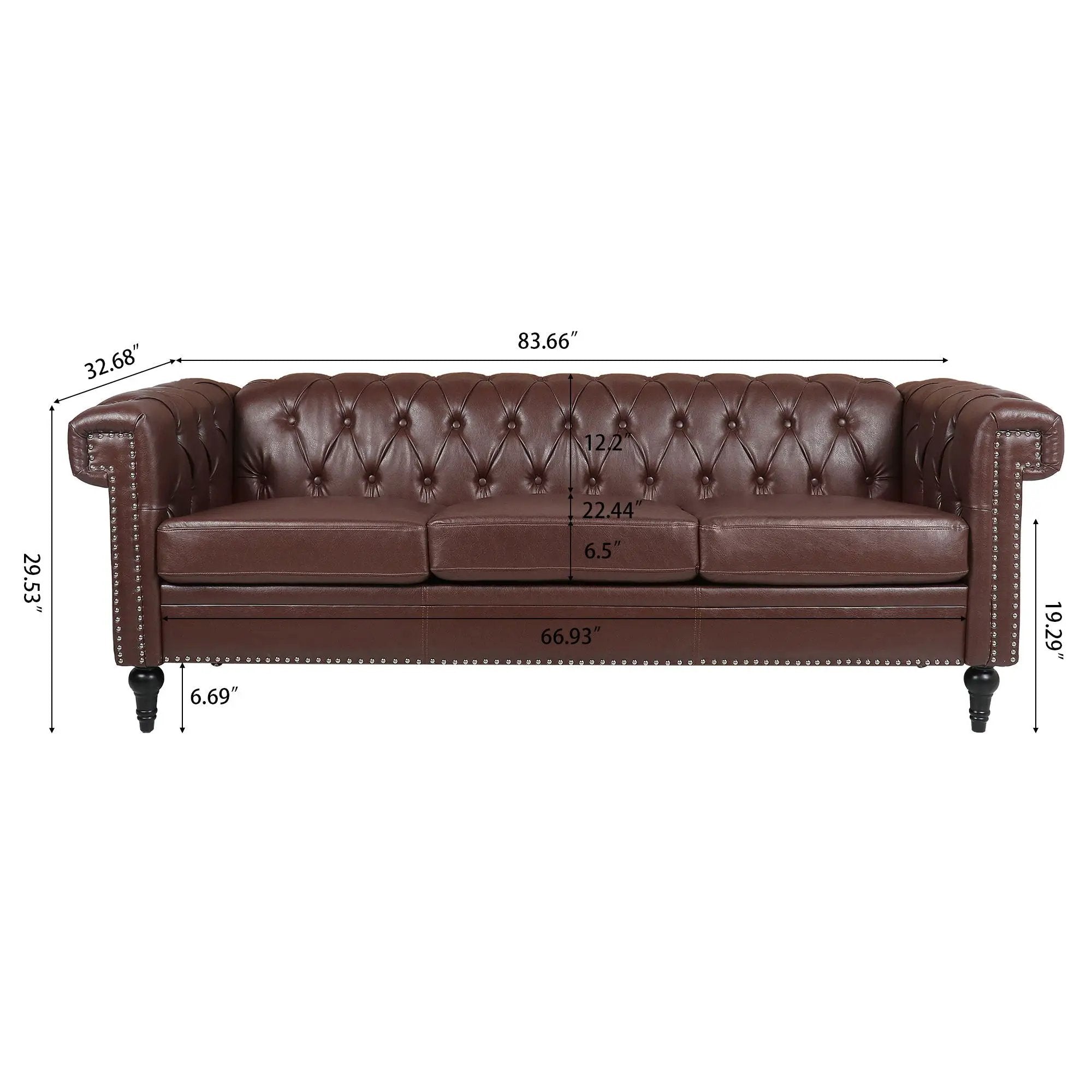 Traditional Square Arm Removable Cushion 3 Seater Sofa by Unique Piece Furniture