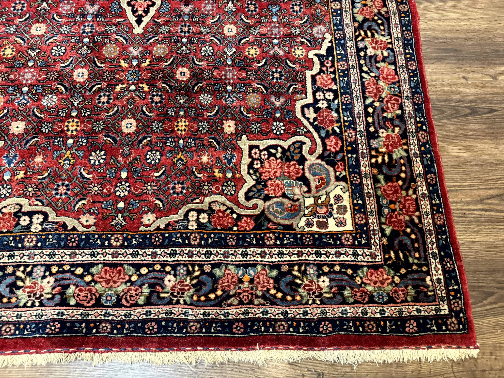 Antique Persian Rug 5x7, Red, Fine 260 KPSI, Bidjar Carpet by Jewel Rugs