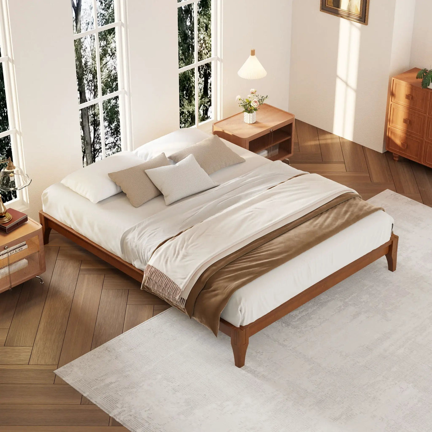 Solid Dry Bamboo Platform Bed Frame, With Slat Support by HouseOfZazla