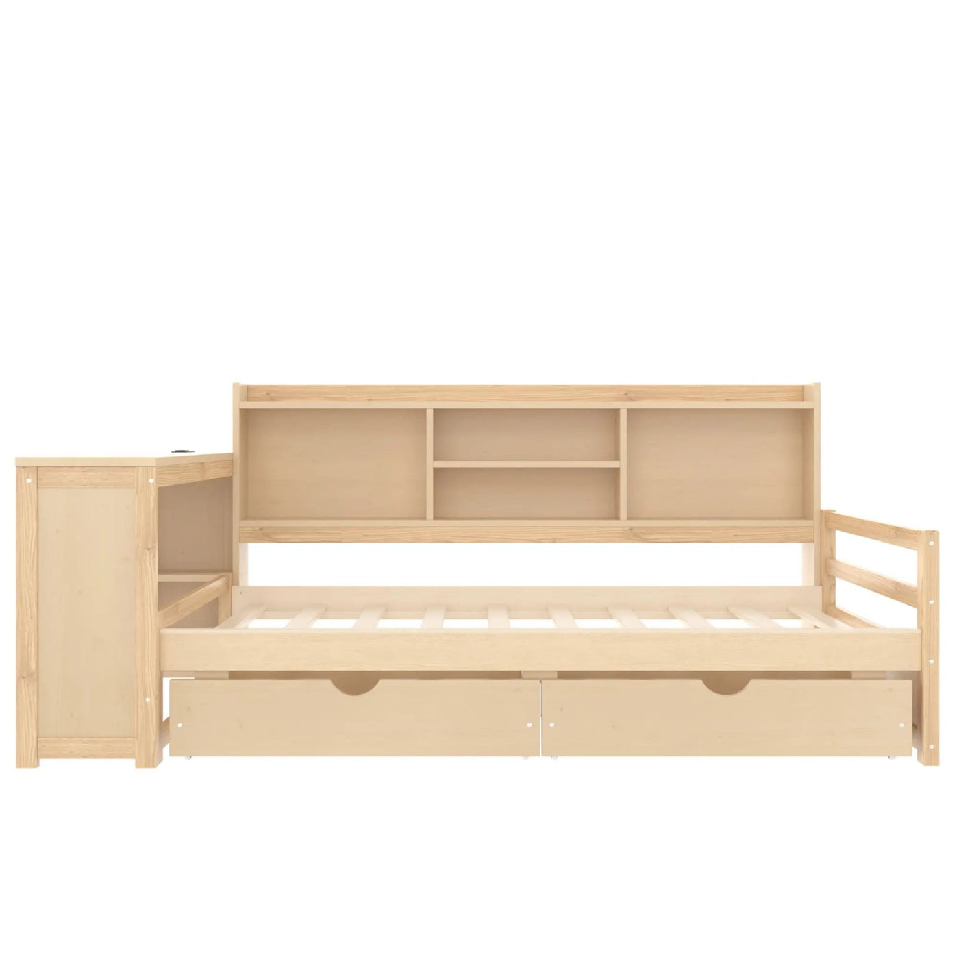 Corner Daybed With Storage Drawers, Desk, Charging Port & Bookcase by Unique Piece Furniture