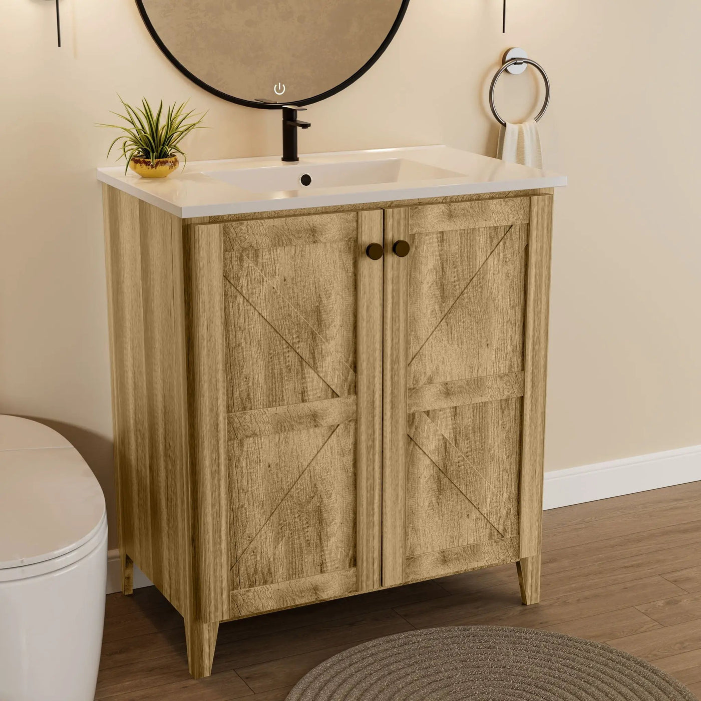 Folding Floor Cabinet With Ceramic Sink, Space Saving by Unique Piece Furniture