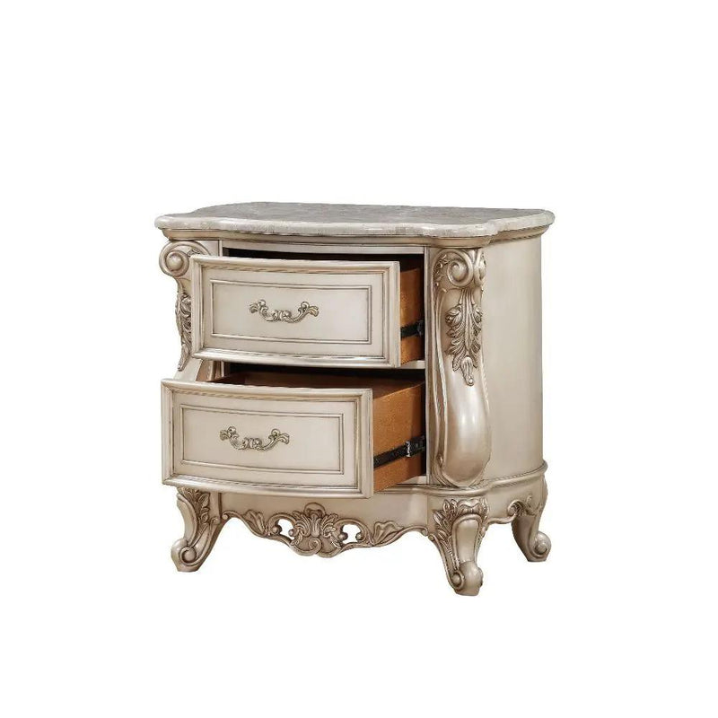 Gorsedd - Nightstand With Marble Top - Marble Top & Golden Ivory by Unique Piece Furniture