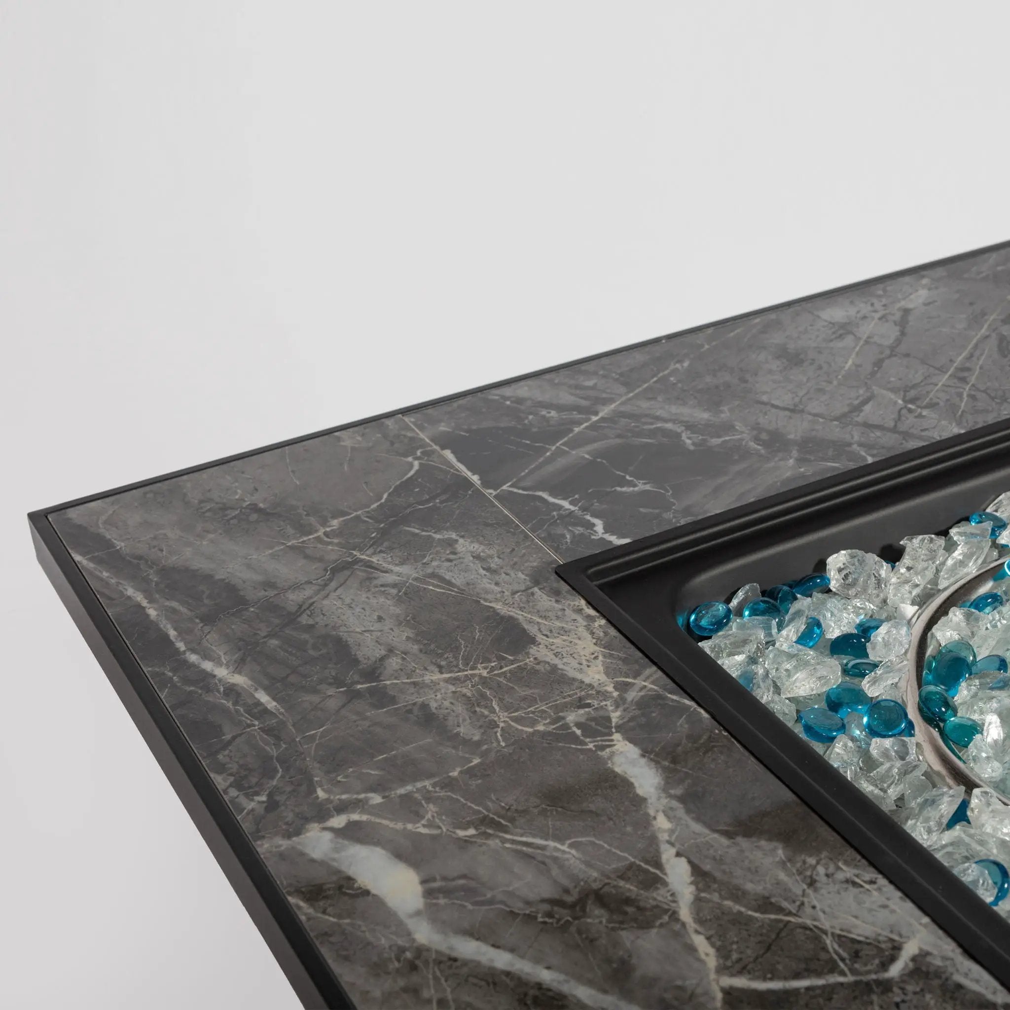 Outdoor Propane Gas Fire Pit Table With Lid With Glass Rocks And Rain Cover - Espresso by HouseOfZazla