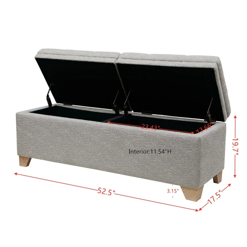 Soft Close Upholstered Storage Bench, Convenient Design by HouseOfZazla