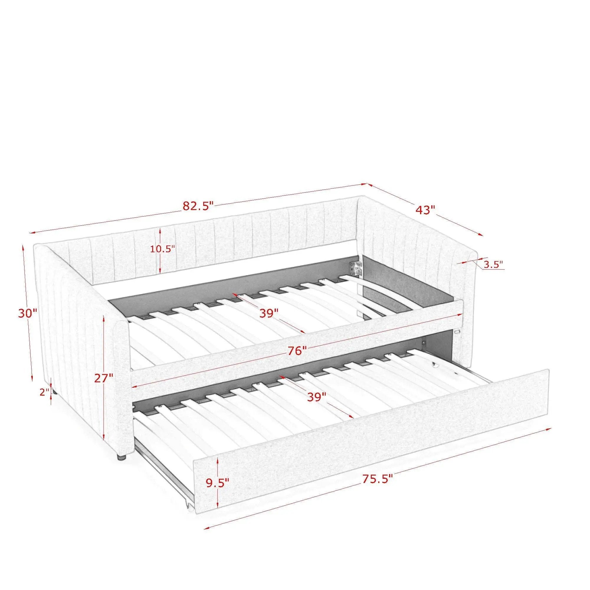 Upholstered Daybed With Trundle With Vertical Stripes by Unique Piece Furniture