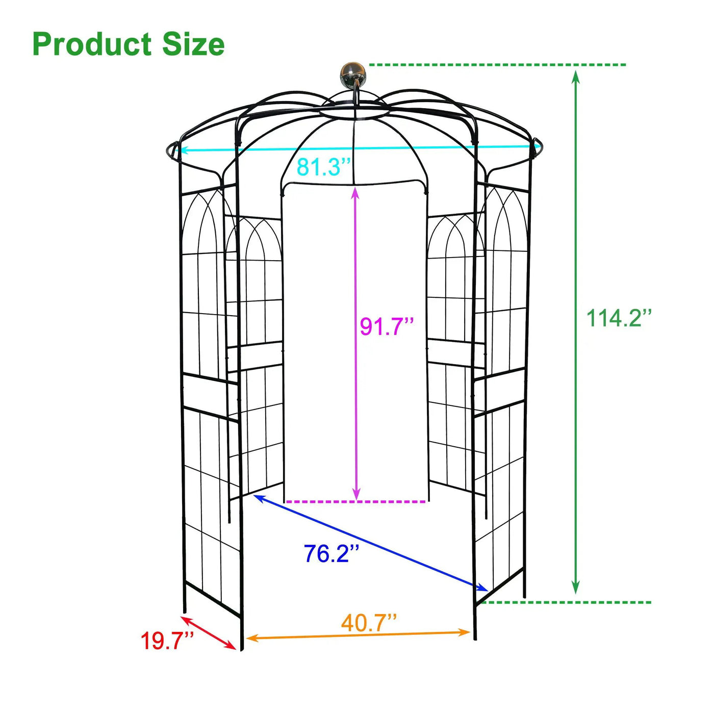 Metal Garden Arch Iron Garden Arbors Gazebo Dia High Birdcage Shape Pergola Pavilion For Wedding Ceremony by Unique Piece Furniture