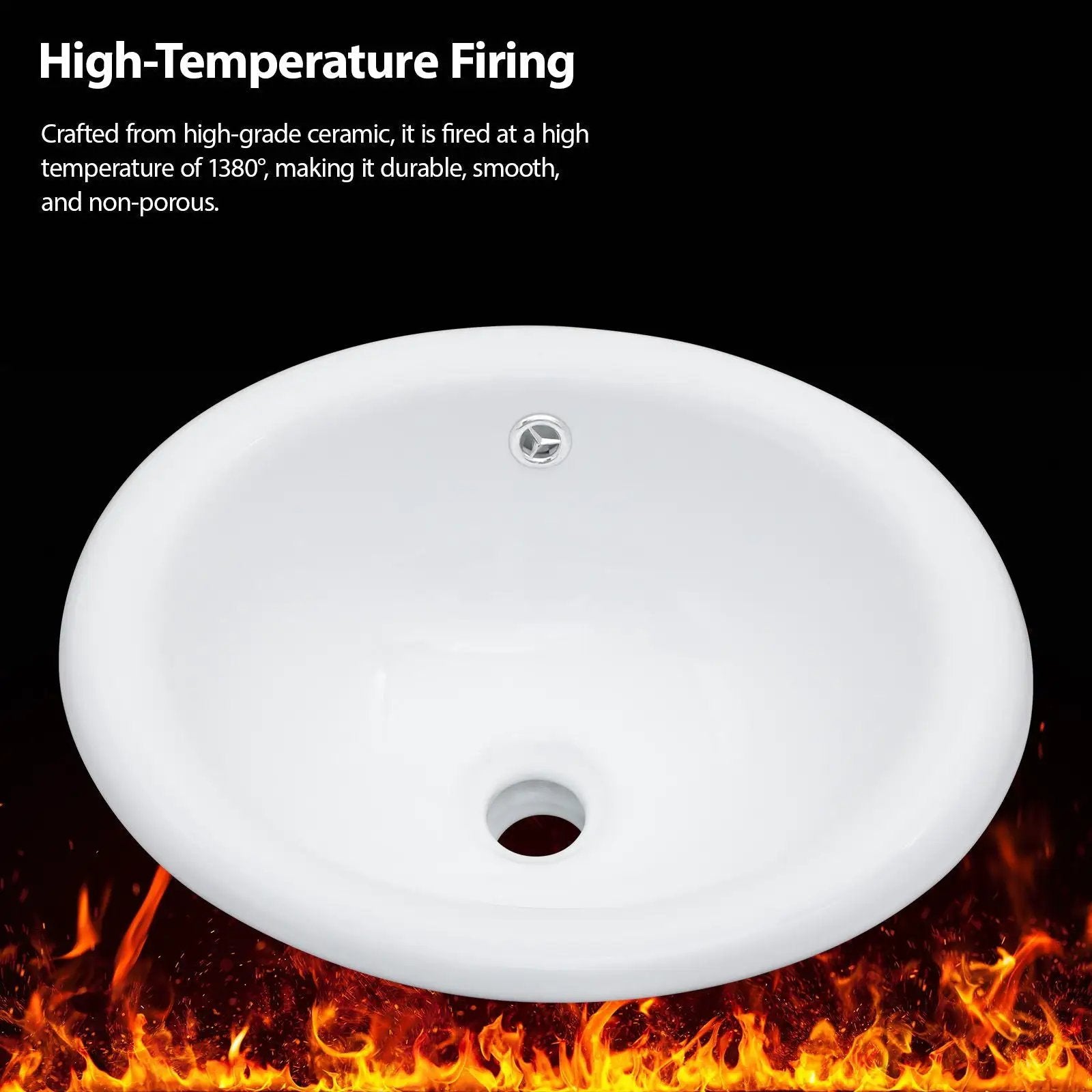 Semi Recessed Bathroom Sink With Countertop Vessel Design, 17" X 15.5" - White by HouseOfZazla