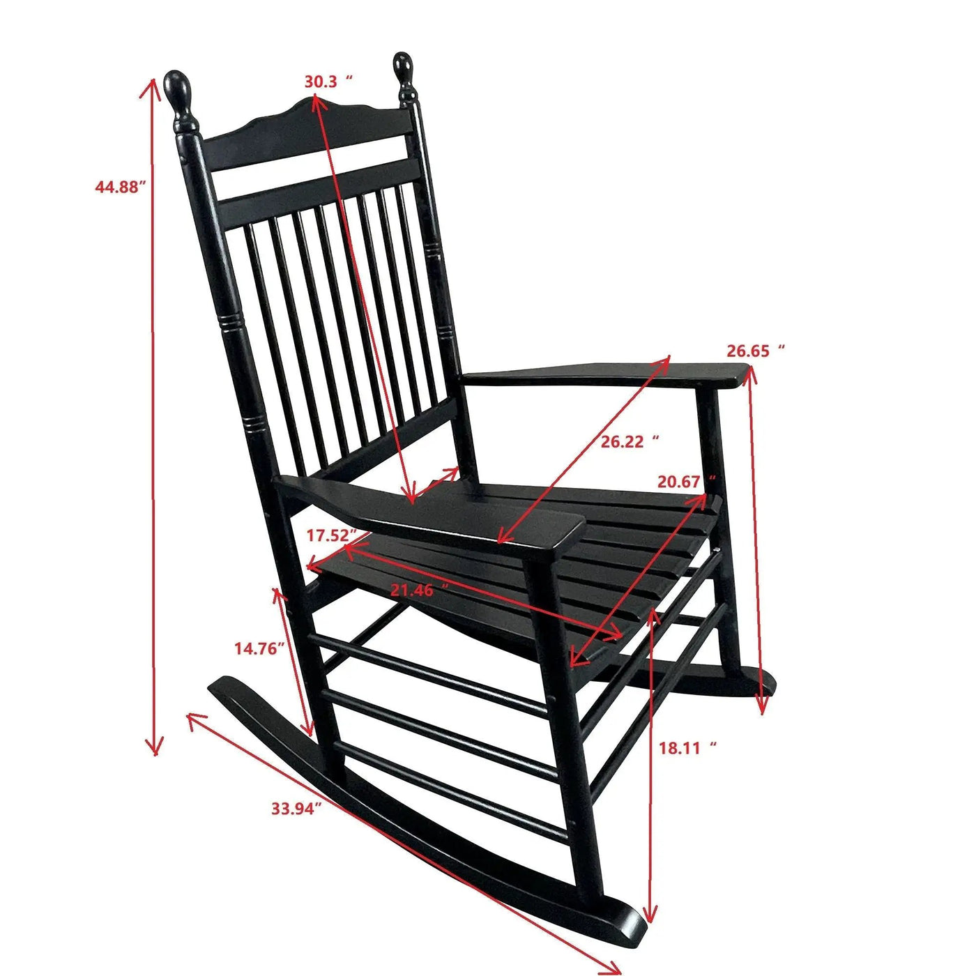 Balcony Porch Adult Rocking Chair - Wood by Unique Piece Furniture