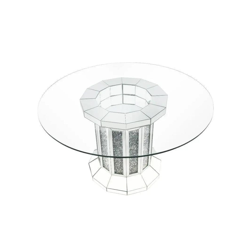 Noralie - Dining Table - Clear Glass Top & Mirrored & Faux Diamonds by Unique Piece Furniture