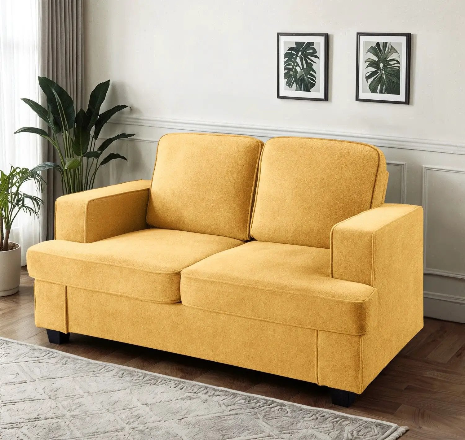 Modern Loveseat, Comfortable 2 Seater Couch With Deep Seating, Loose Back Cushions, Wide Arms by Unique Piece Furniture