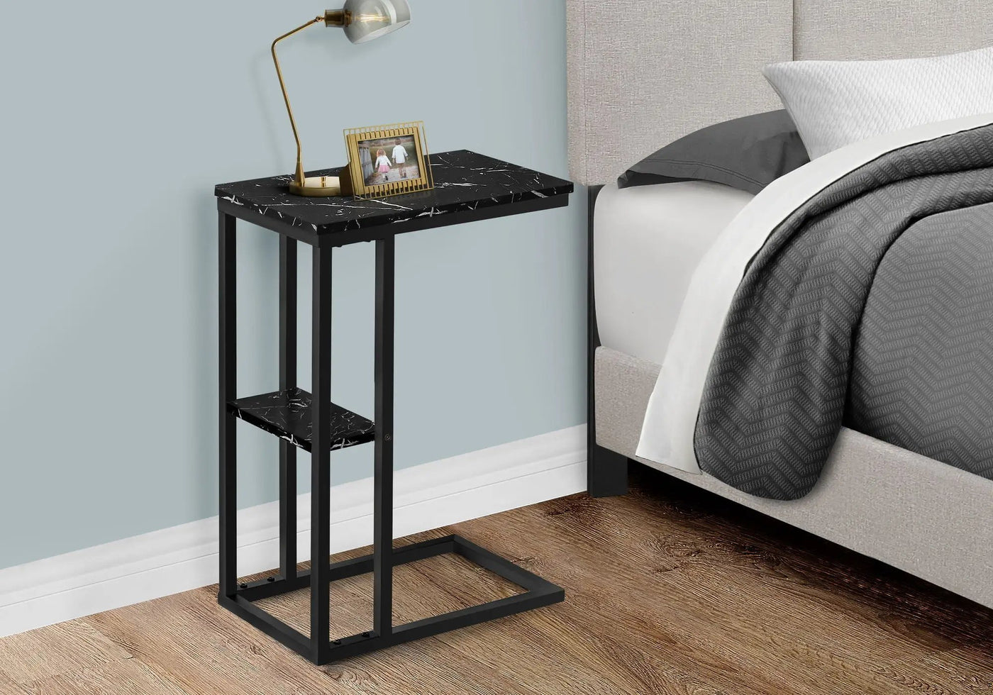 Accent Table, C - Shaped, Marble Look Contemporary & Modern Convenient Design by Unique Piece Furniture