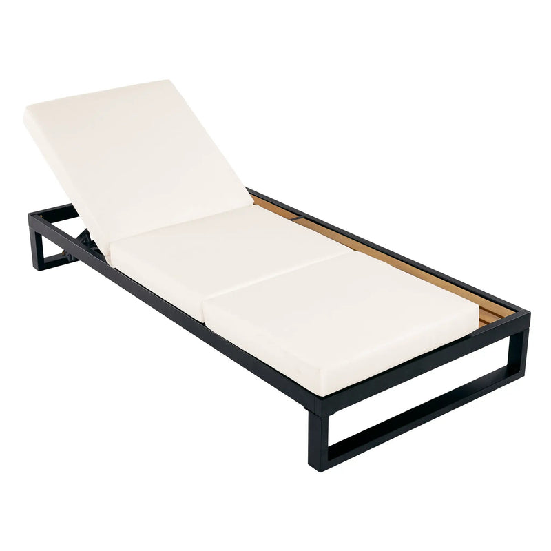 Black Iron & Teak Finish Chaise Lounge Set by HouseOfZazla